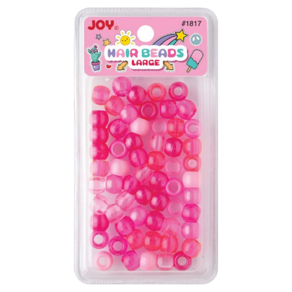 Joy Round Hair Beads Large, 60 Count, Pink Clear Asst