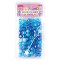 Joy Round Hair Beads Large, 60 Count, Assorted Blue
