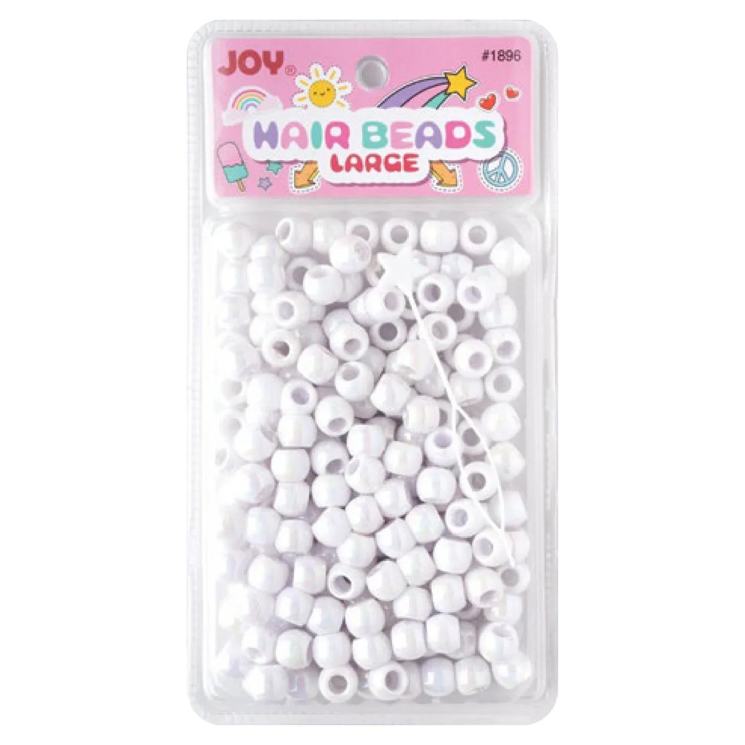 Joy Round Hair Beads Large, 240 Count, White