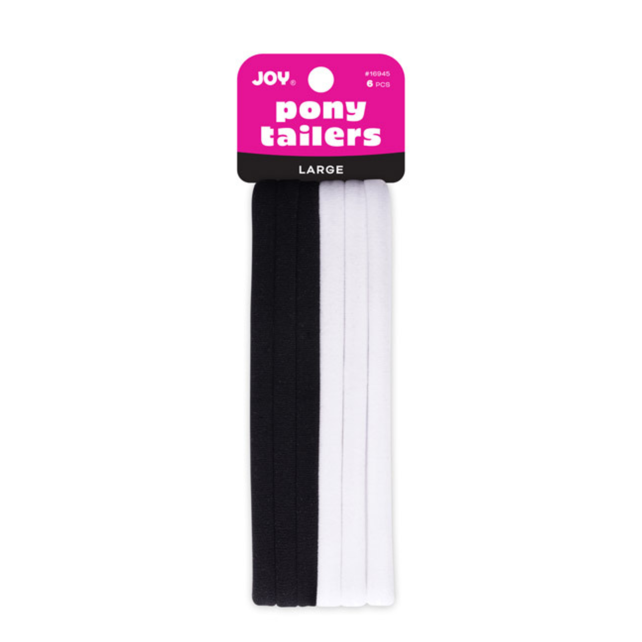 Joy Soft Ponytailers Large, 6 Count Gentle Kids' Hair Ties, Black & White