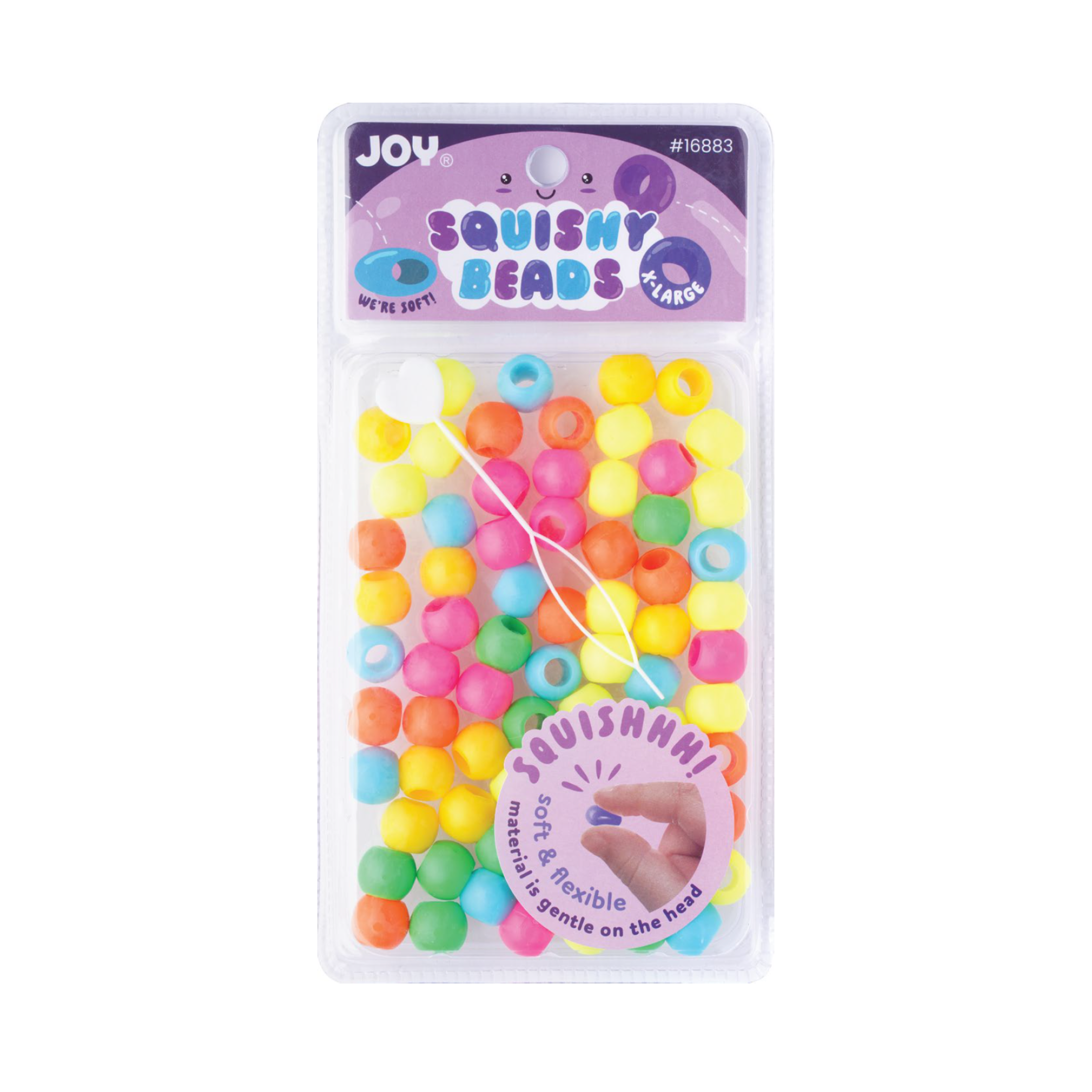 Joy Round Squishy Hair Beads X-Large, 80 Count, Neon