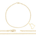 CZ Heart Charm 14K Gold Filled Anklet 10" Women Jewelry