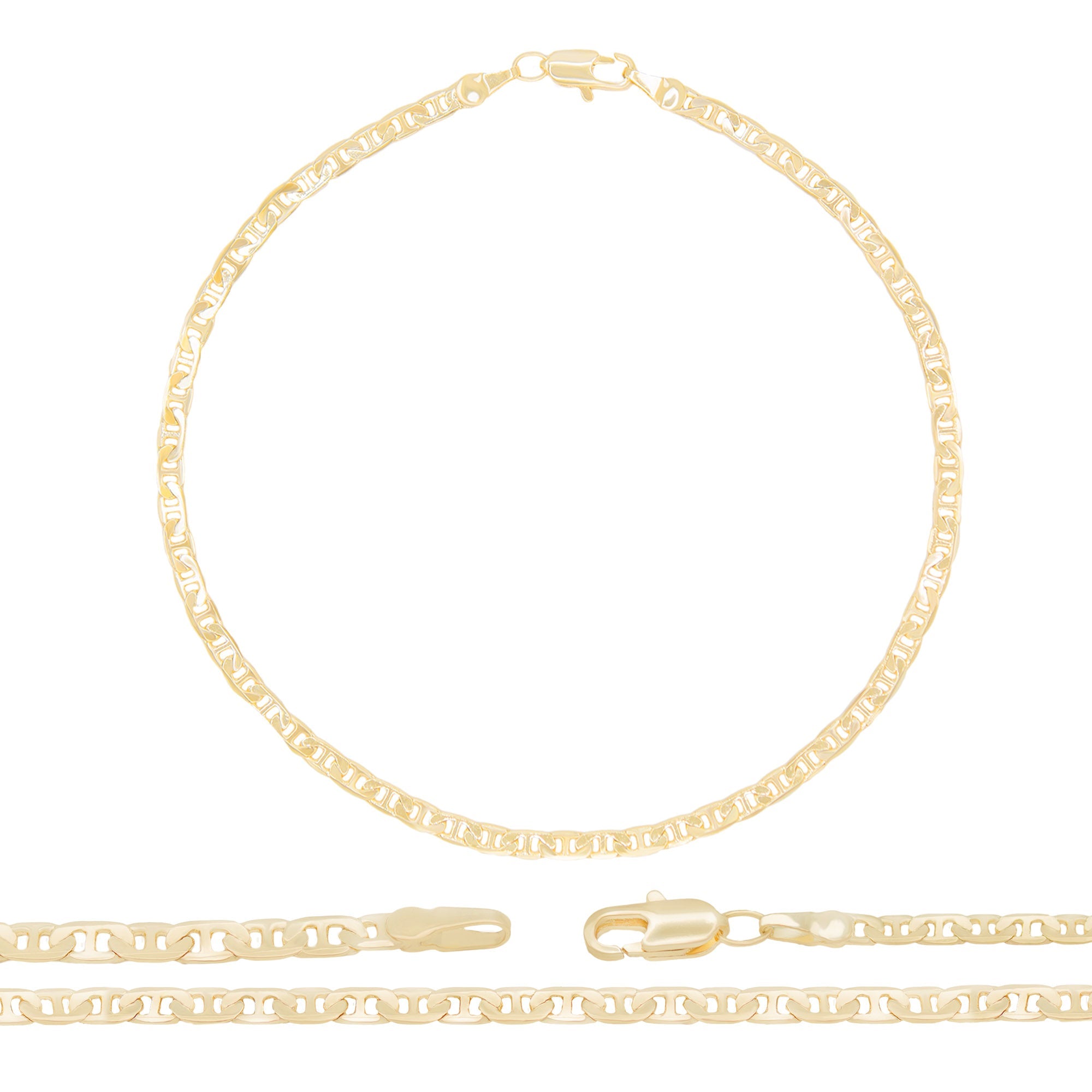 14K Gold Filled Anklet Diamond Cut Mariner Chain Anklet 10" Women Jewelry