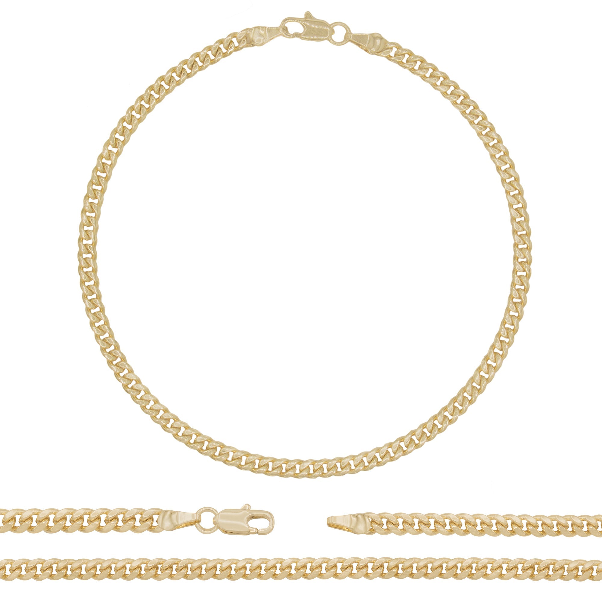 14K Gold Filled Cuban Link 14K Gold Filled Anklet Round Curb Chain 10'' Women Jewelry
