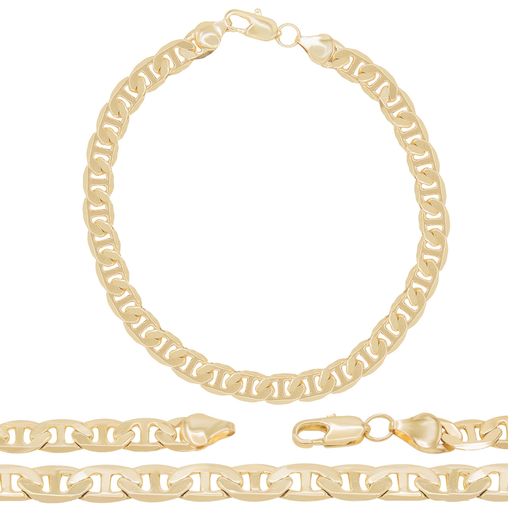 14K Gold Filled Anklet Diamond Cut Mariner Chain Anklet 10" Women Jewelry