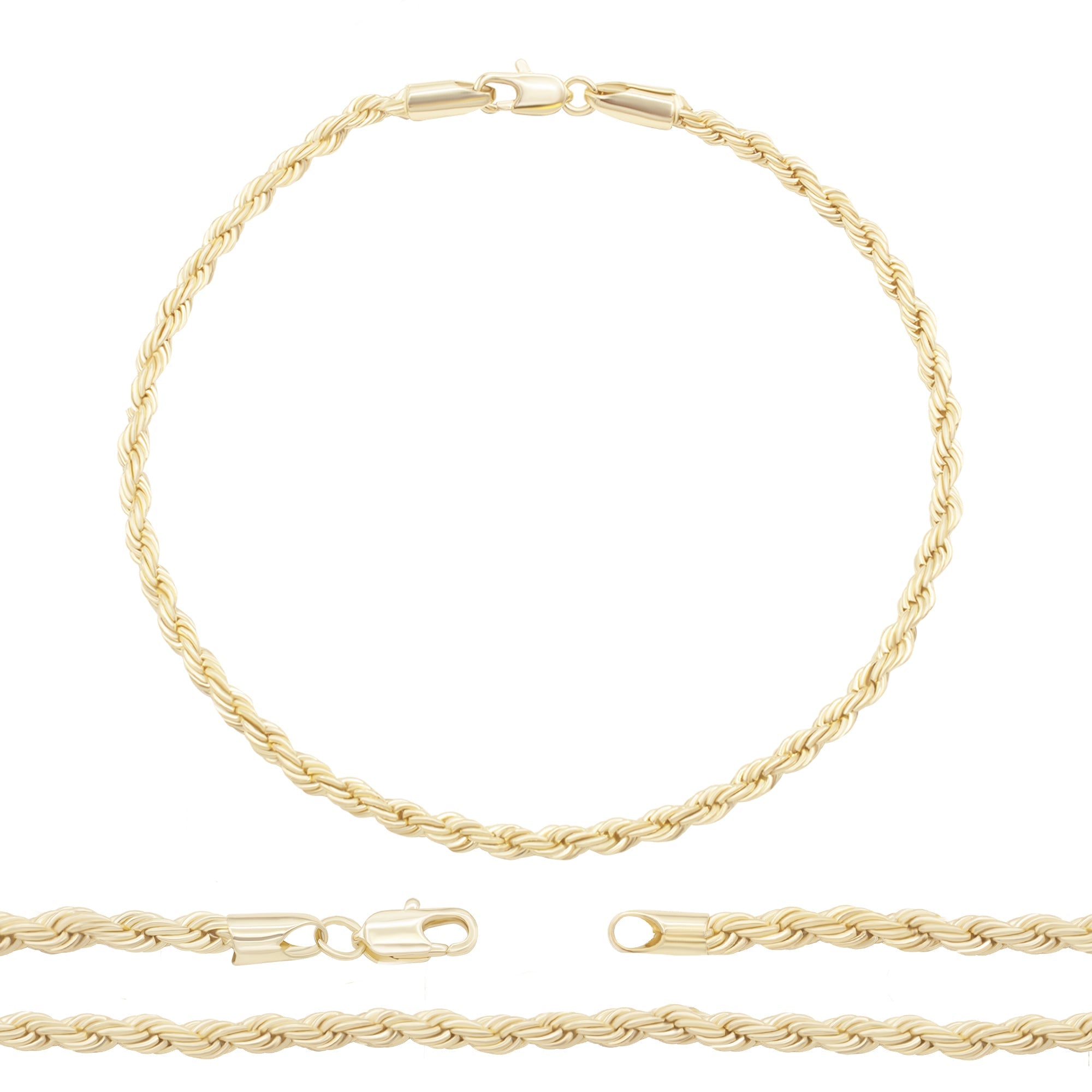 14K Gold Filled Anklet Rope Chain 9.5" Anklet Women Women Jewelry