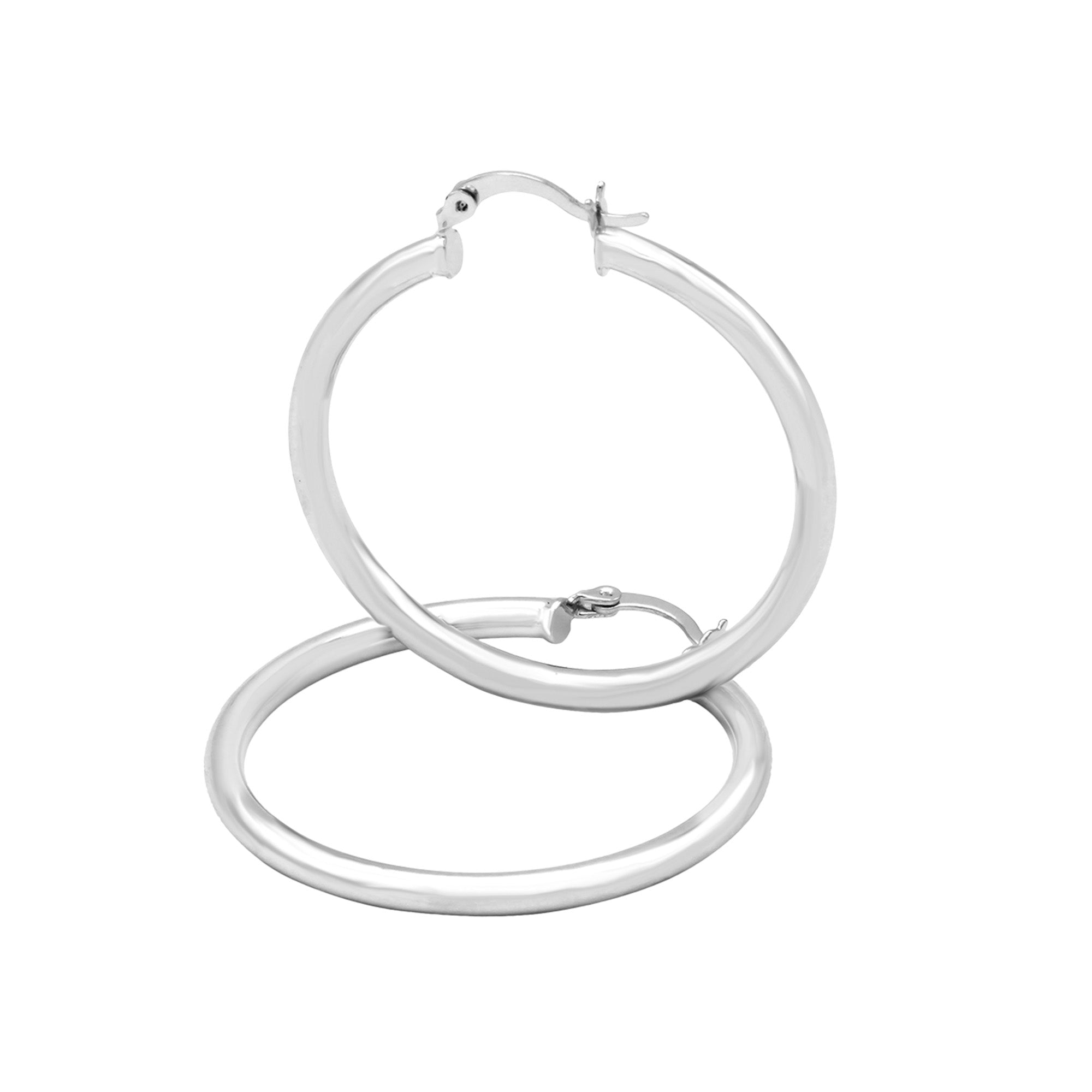 Silver Hoops Women Hip Hop Earrings 3 mm 25 - 70 mm