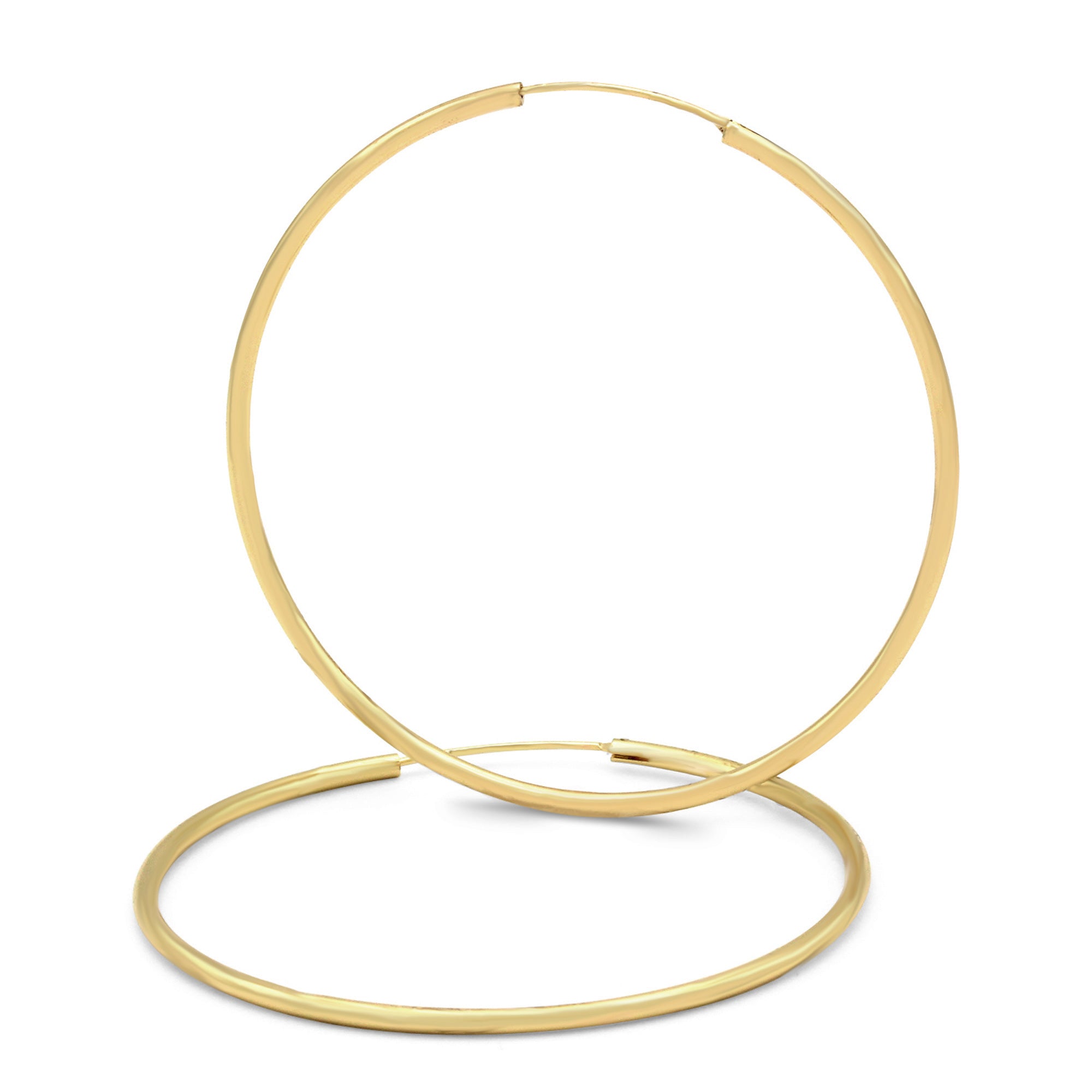 14K Gold Plated Hoop Women Earrings 2 mm 25 - 70 mm