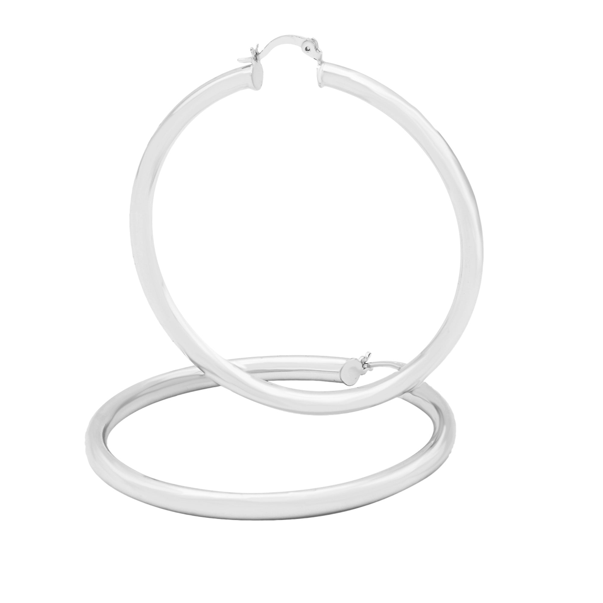 Silver Hoops Women Hip Hop Earrings 3 mm 25 - 70 mm
