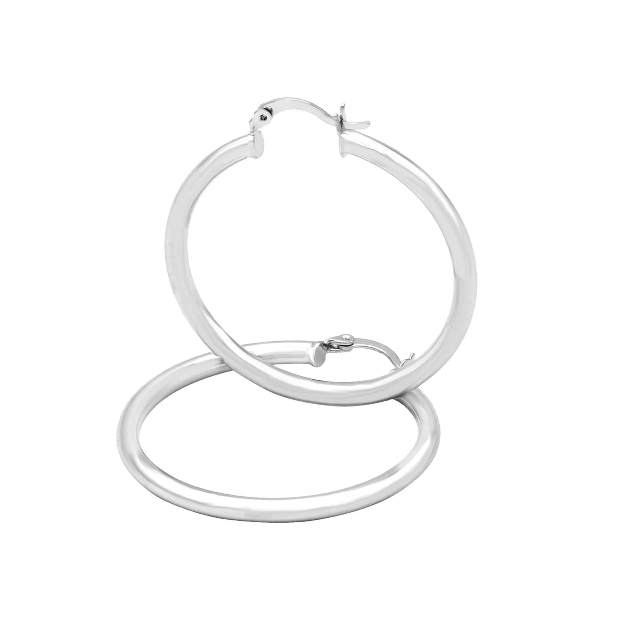Silver Hoops Women Hip Hop Earrings 3 mm 25 - 70 mm