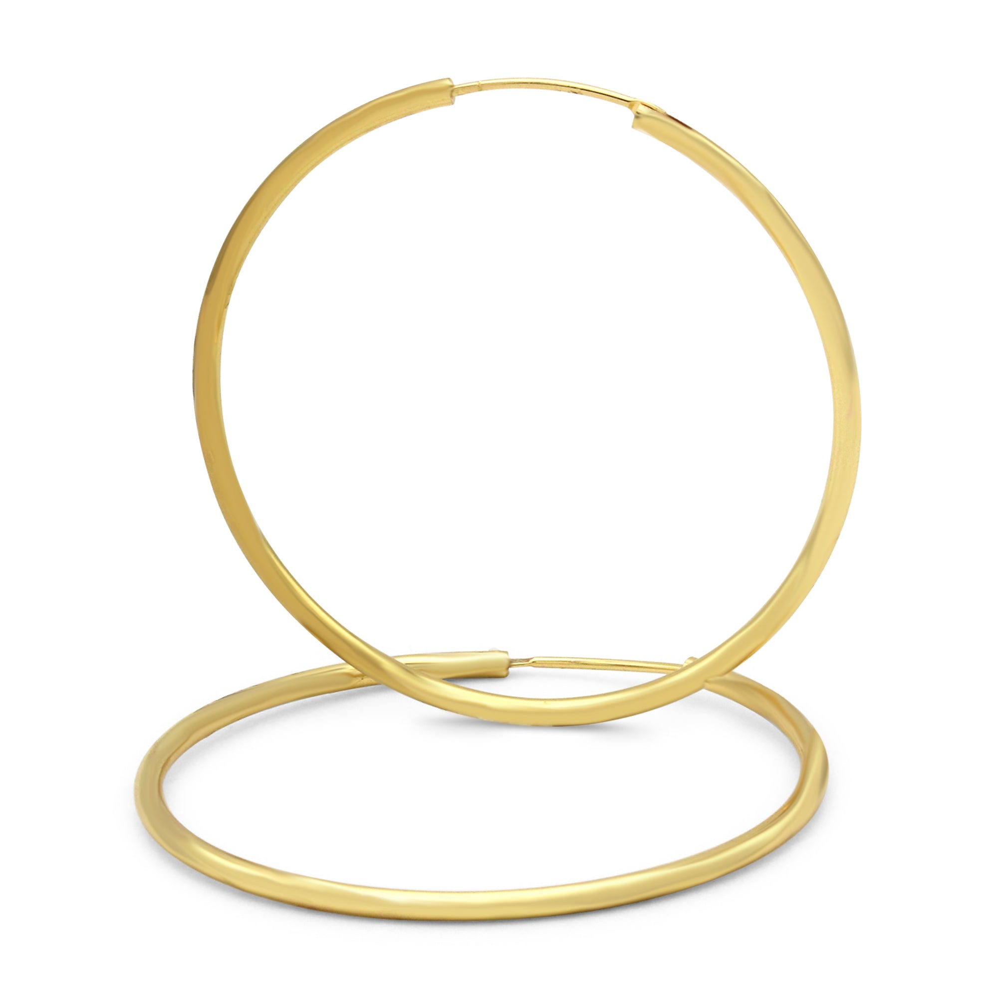 14K Gold Plated Hoop Women Earrings 2 mm 25 - 70 mm