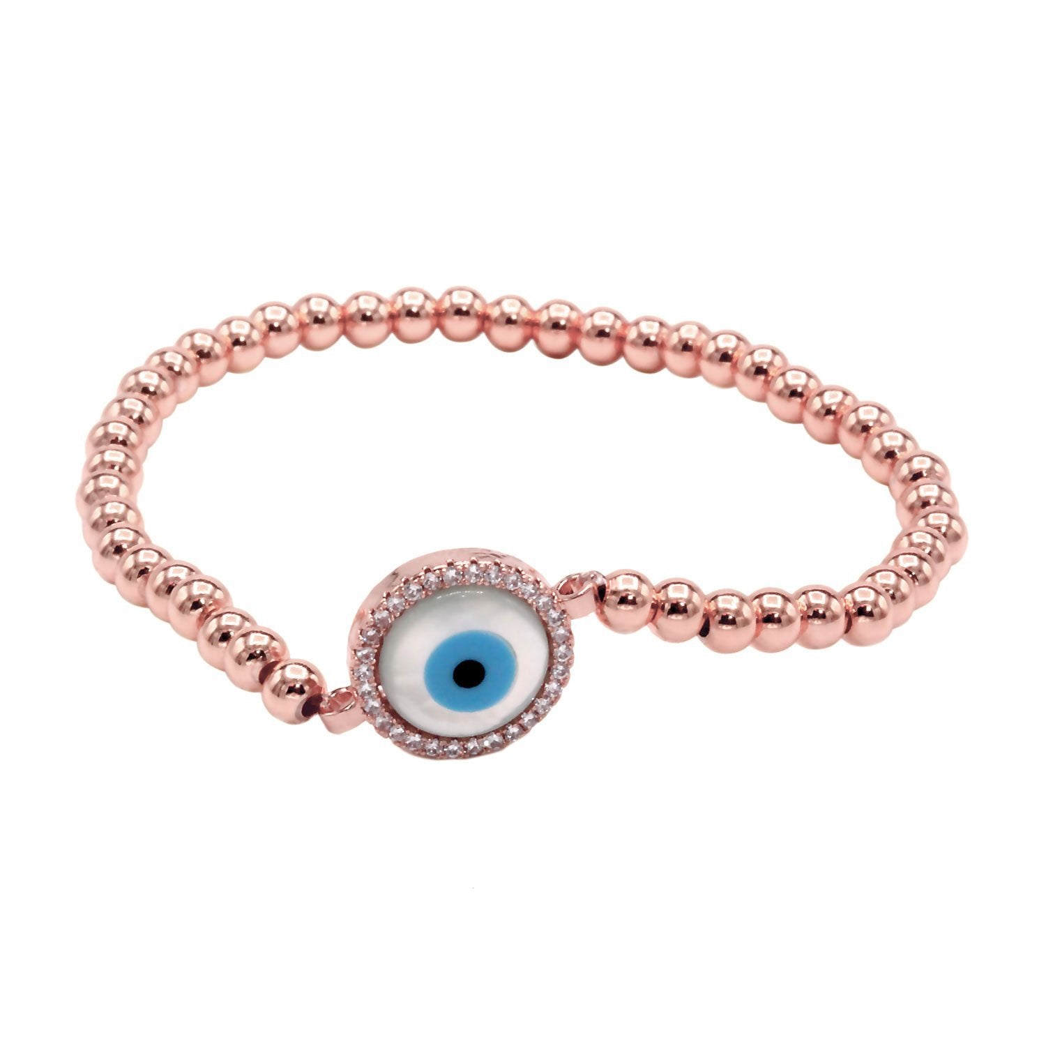 Evil Eye Brass Circle Charm Bracelet Men Women