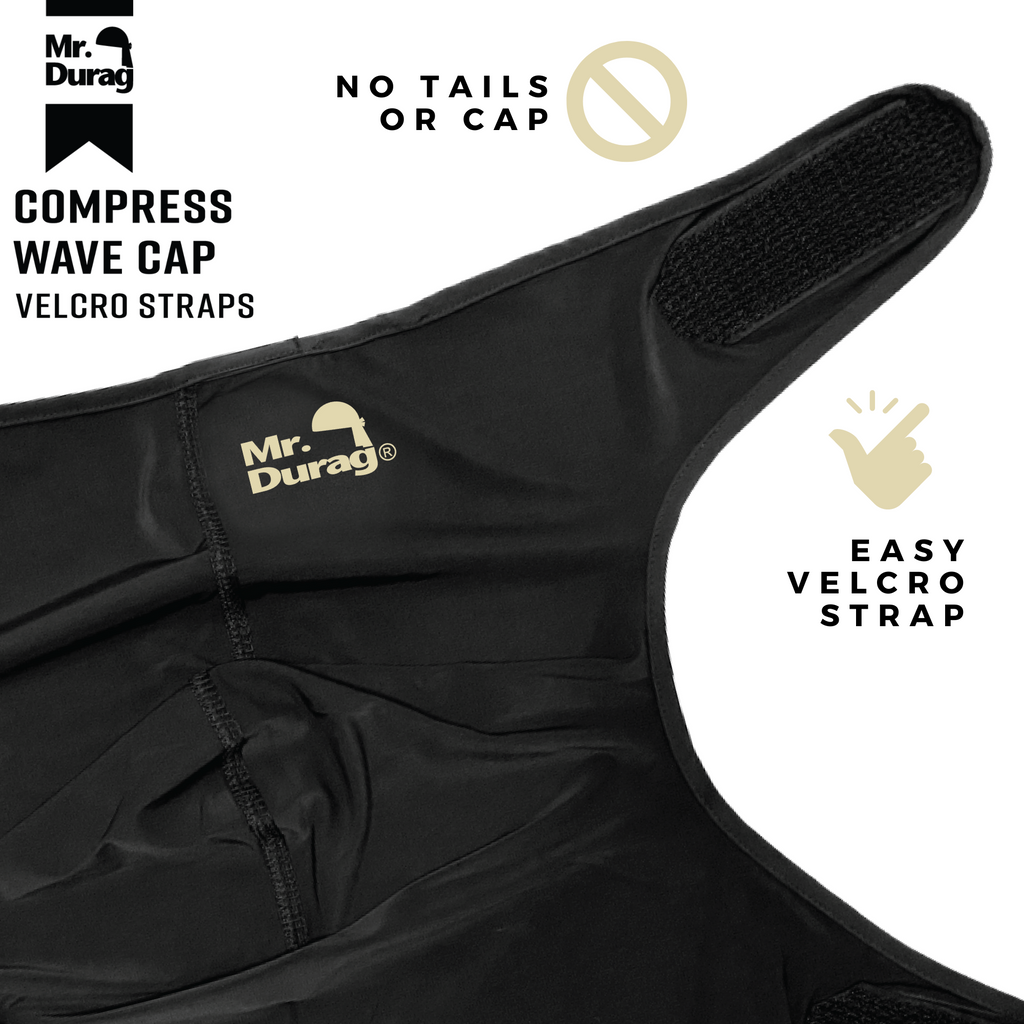 Mr. Durag Spandex Velcro Compress Wave Cap, 1 Count, Black