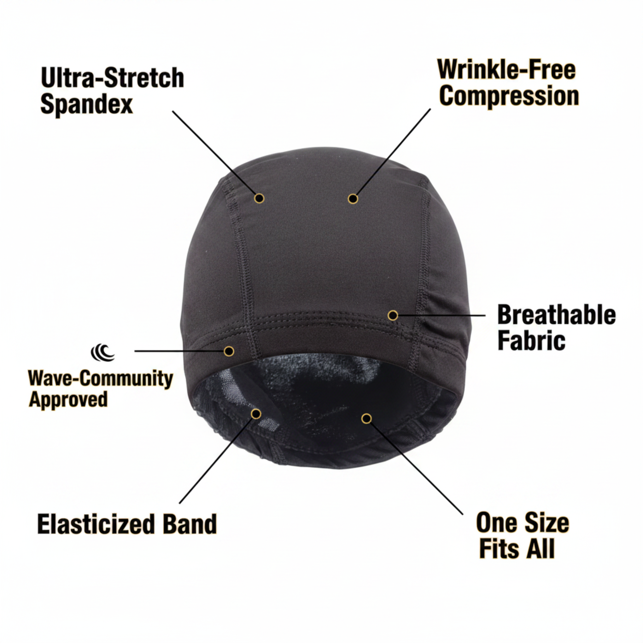 Mr. Durag Spandex Dome Cap, 1 Count, Black