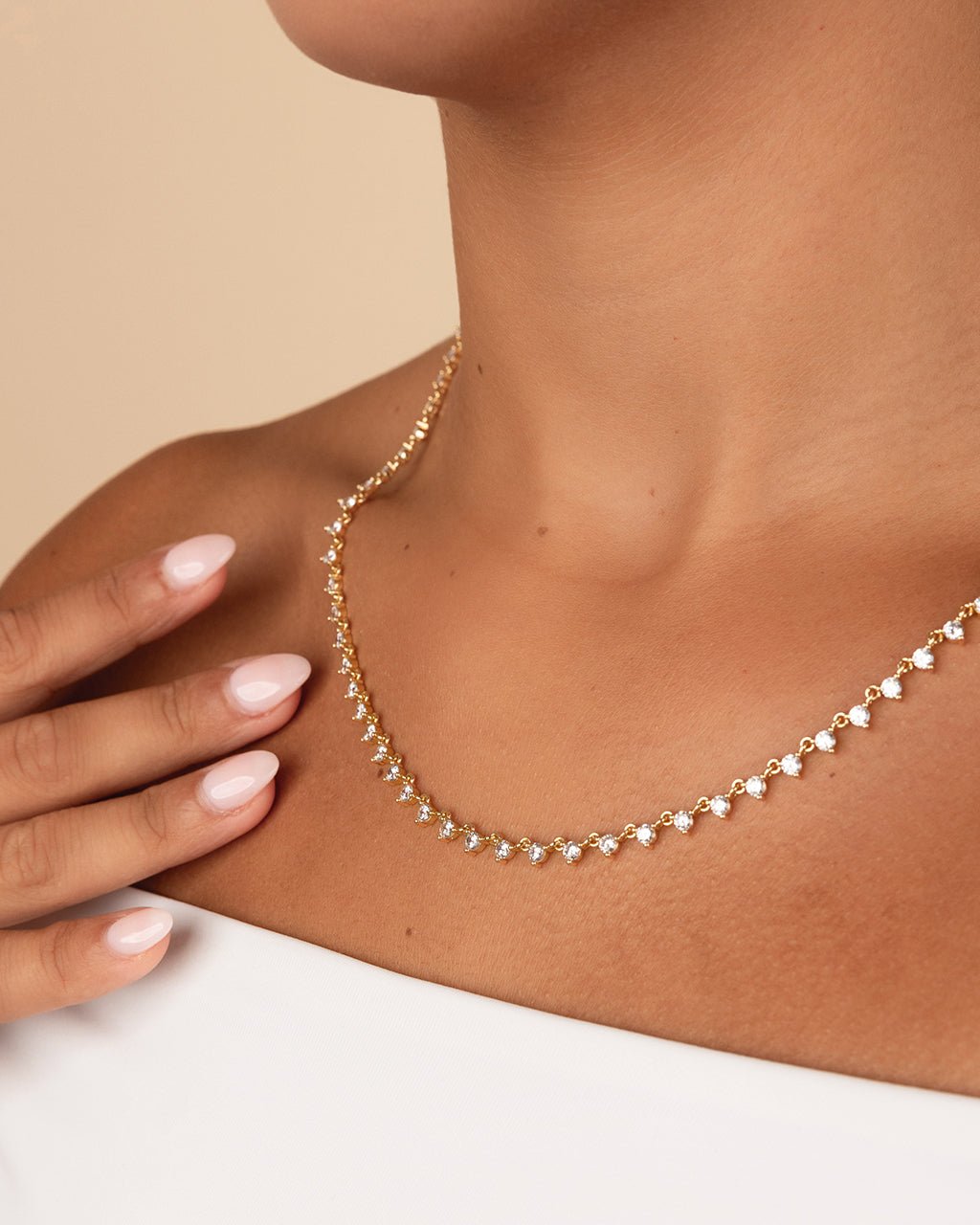 Brigid Staggered CZ Tennis Necklace