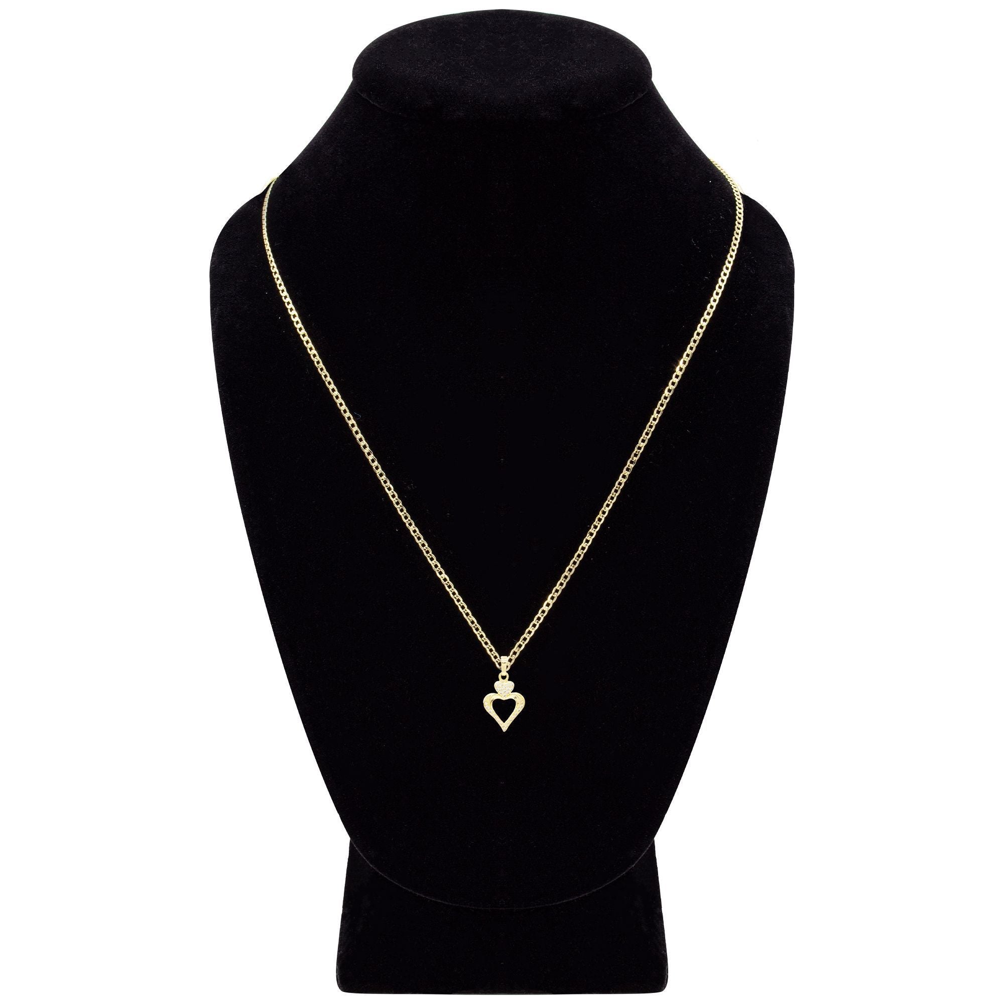 Cubic Zirconia 14K Gold Filled Two Hearts Pendant Necklace Set