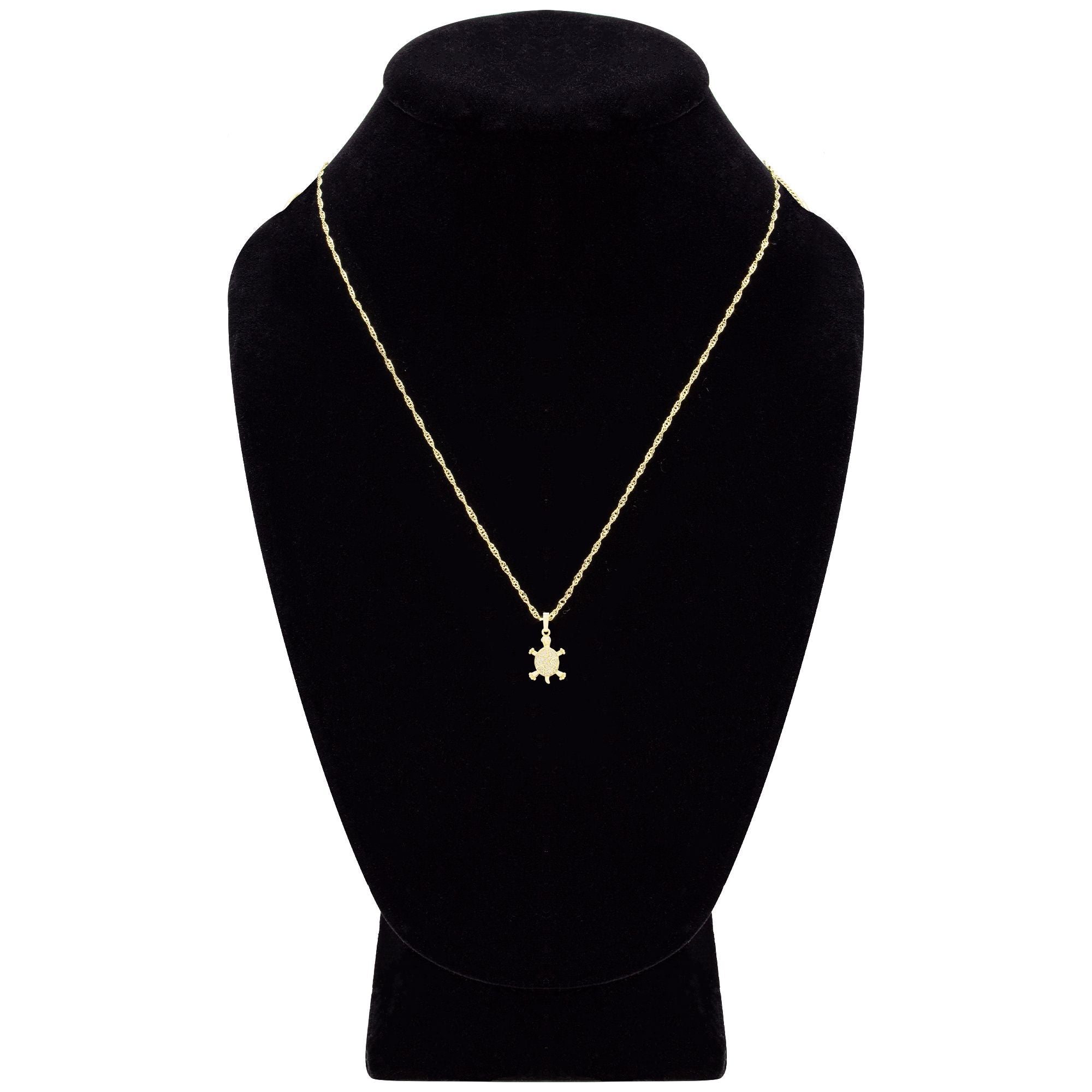 Turtle Cubic Zirconia Pendant With Necklace Set 14K Gold Filled