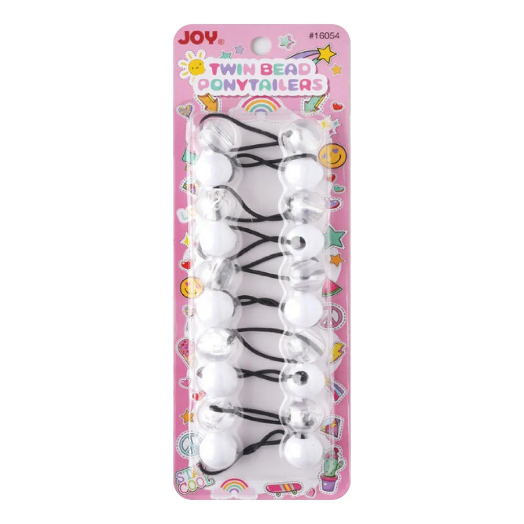 Joy Twin Beads Ponytailers 10Ct White & Clear