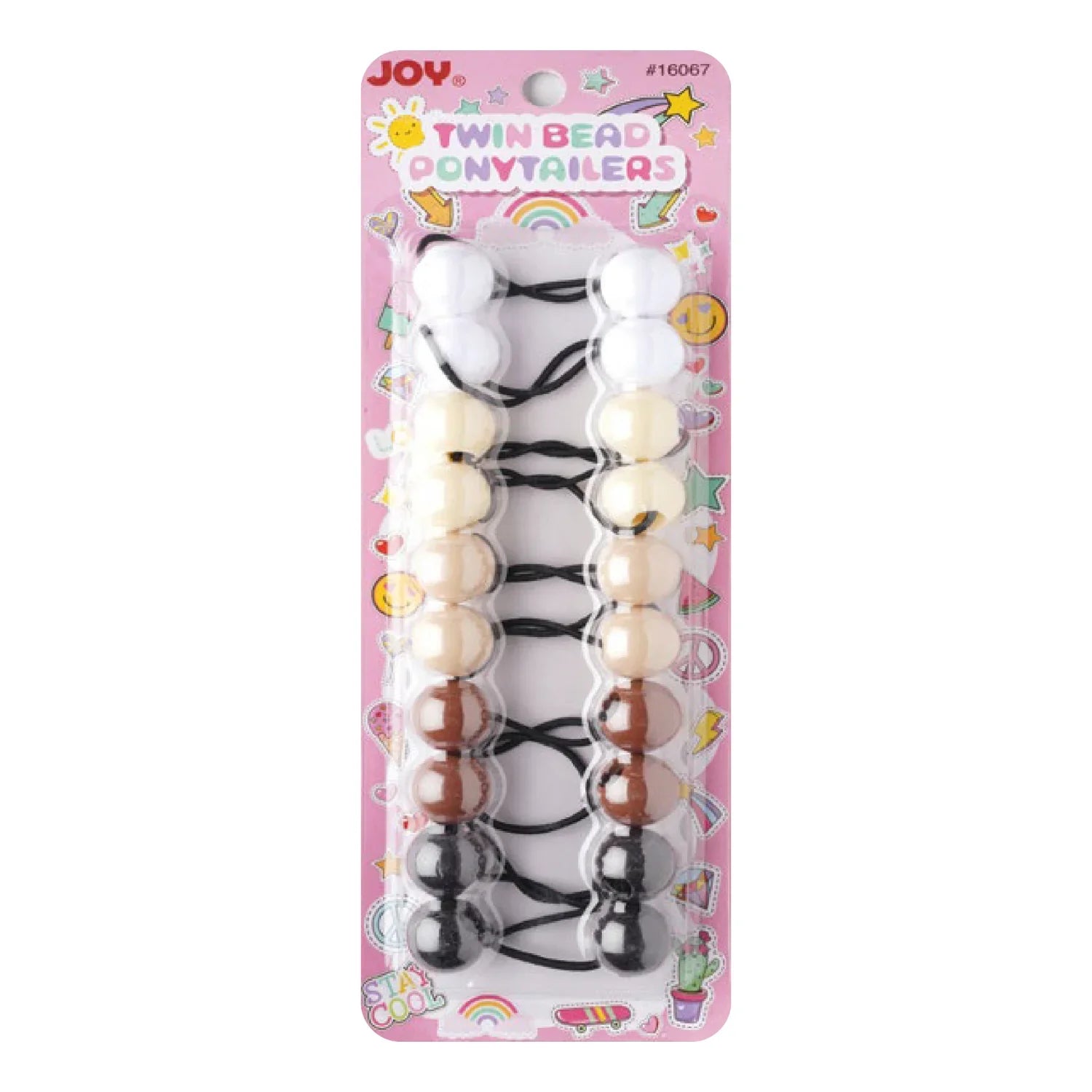Joy Twin Beads Ponytailers 10Ct Asst Brown