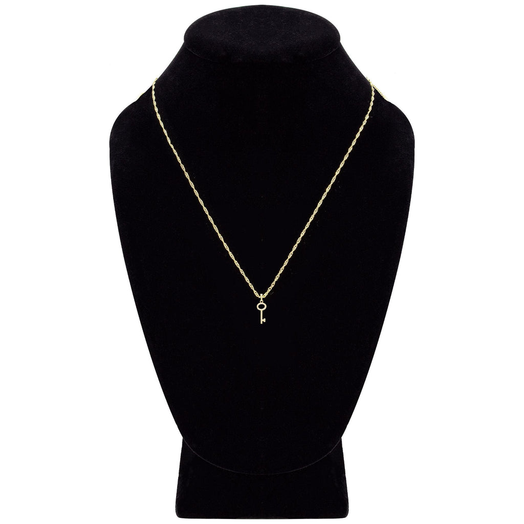 Key Cubic Zirconia Pendant With Necklace Set 14K Gold Filled
