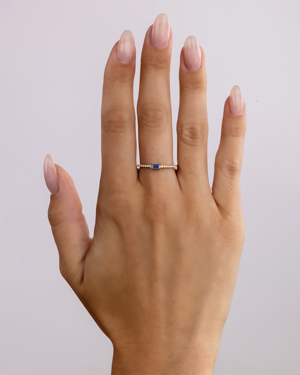 Sterling Silver Thin Sapphire CZ Stacking Birthstone Ring