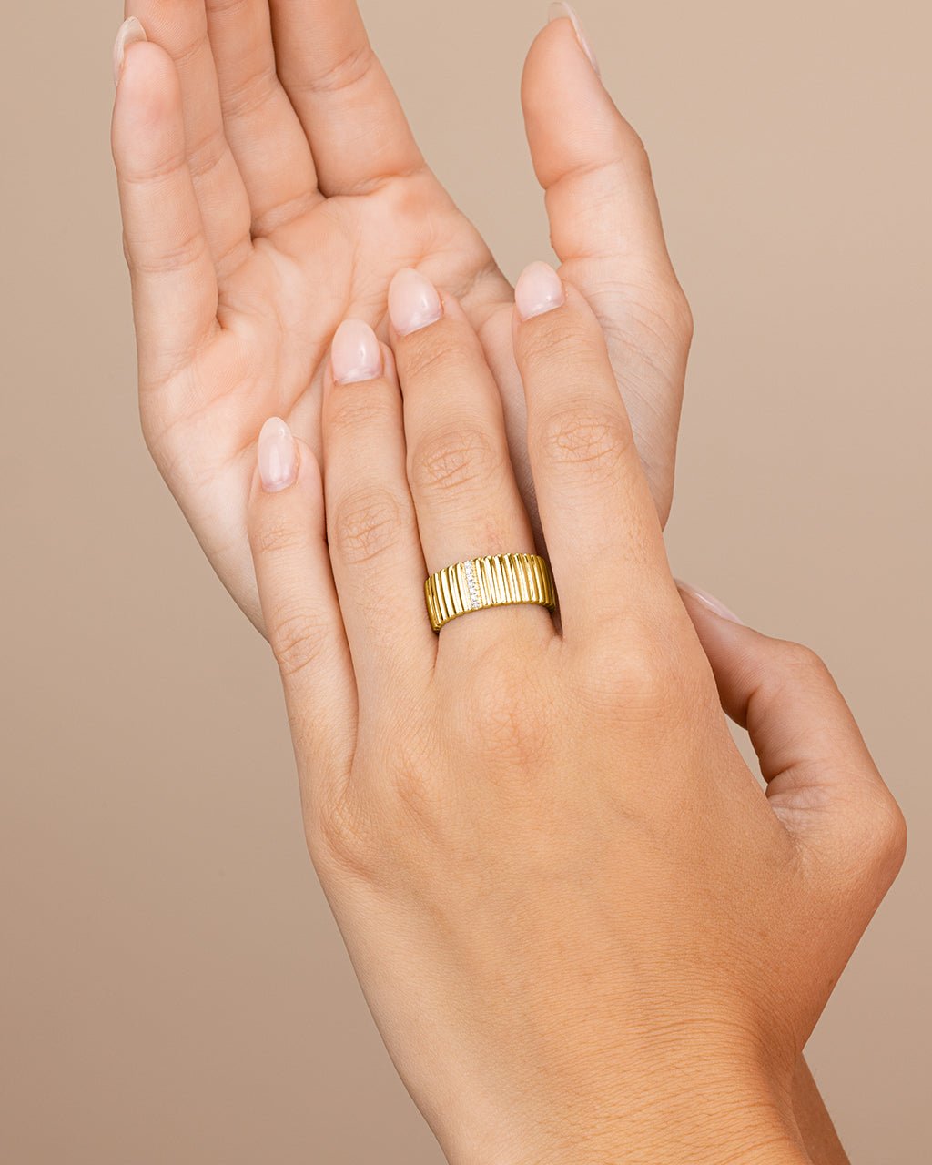 Sterling Silver Robyn Ribbed Band Ring