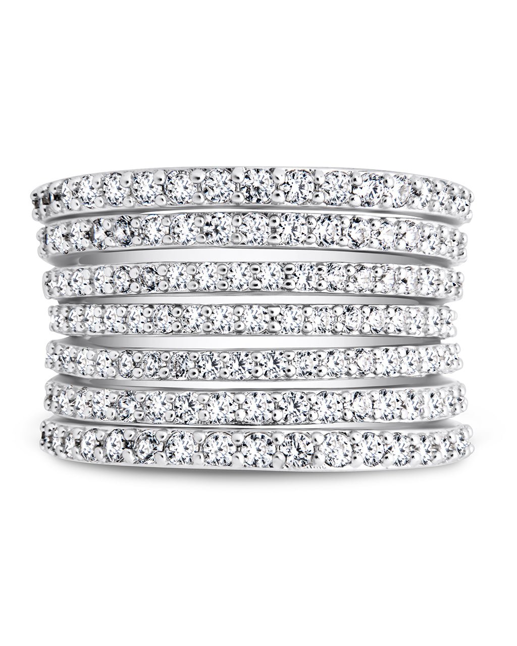Sterling Silver CZ Multi-Row Statement Ring