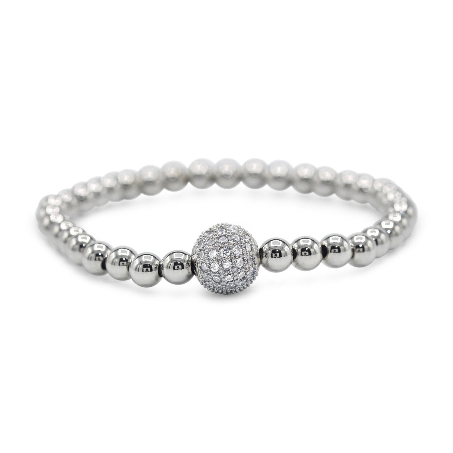 Brass Cubic Zirconia Ball Charm Bracelet Men Women
