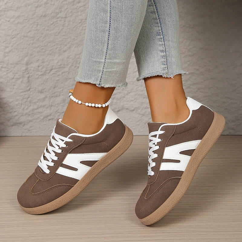 Vintage Low Top Platform Sneakers Women 2026 Spring Faux Suede Flat Heels Casual Shoes Woman Plus Size 43 Cheap Tennis Shoes