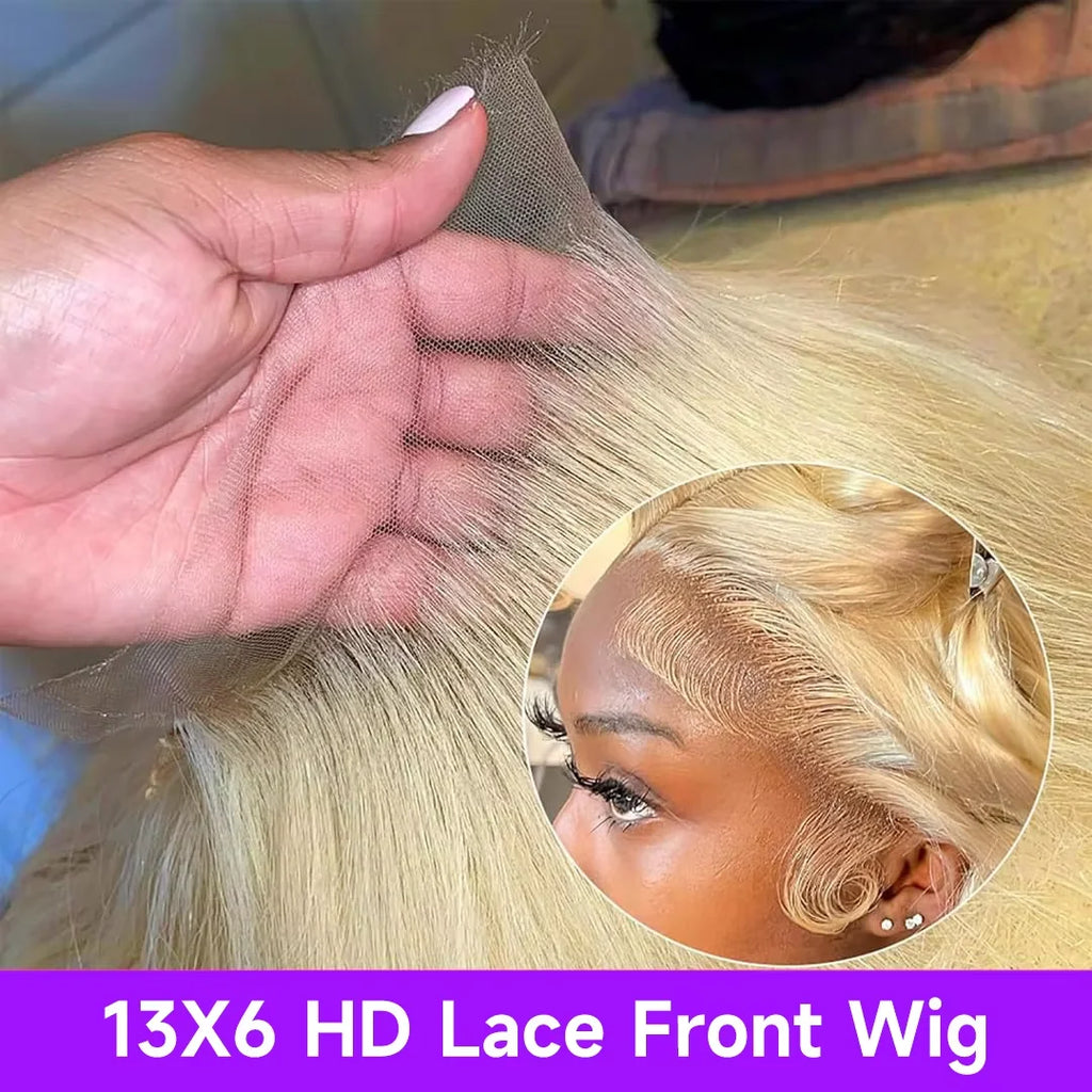 613 HD Lace Frontal Wig 13x6 Straight Human Hair Wigs Blonde Human Lace Front Wig 200% Density 36 inch Lace Front Human Hair Wig