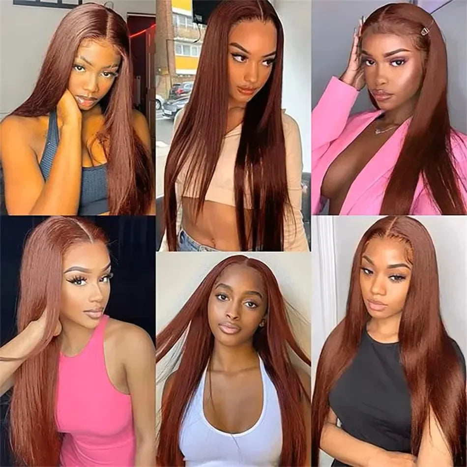 Chocolate Brown Lace Front Wigs Human Hair 180% Density Straight HD Lace Front Wigs Human Hair Pre Plucked with Baby Hair Brown