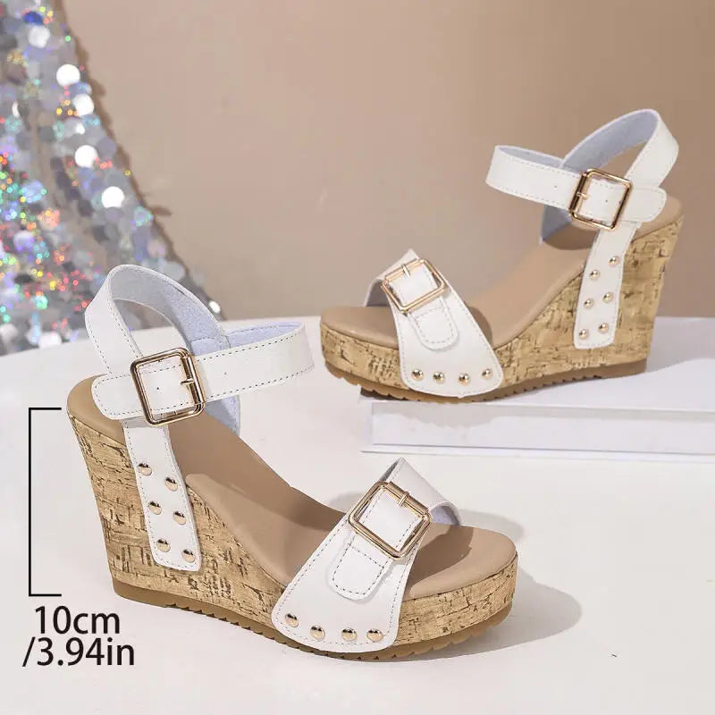 Vintage Platform Wedge Heel Ankle Strap Sandals Women Summer 2026 Thick Bottom Super High Heel Sandals Woman's Designer Shoes