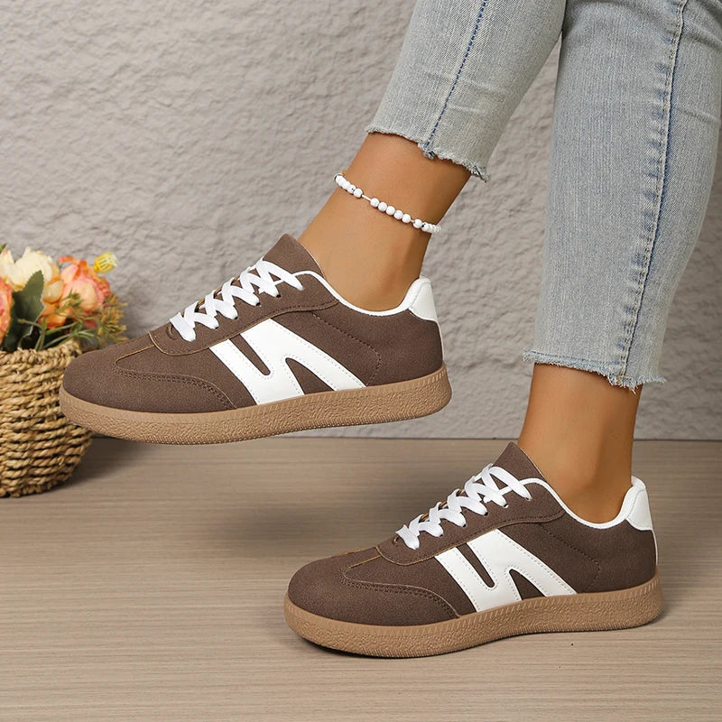 Vintage Low Top Platform Sneakers Women 2026 Spring Faux Suede Flat Heels Casual Shoes Woman Plus Size 43 Cheap Tennis Shoes