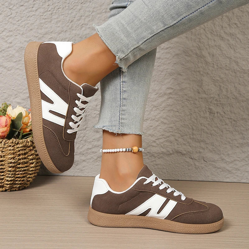 Vintage Low Top Platform Sneakers Women 2026 Spring Faux Suede Flat Heels Casual Shoes Woman Plus Size 43 Cheap Tennis Shoes