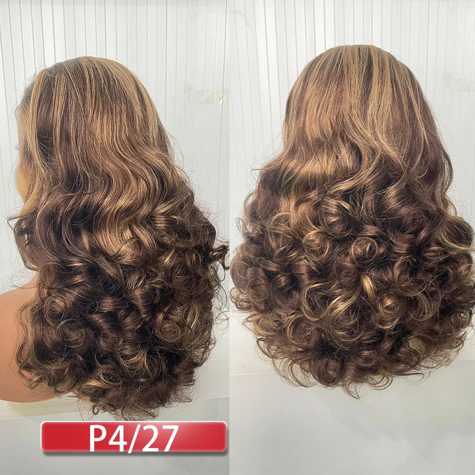 100% Human Hair | Highlight | Ombre | Double Drawn | Brazilian | Remy | Bouncy Body Wave | Full Fumi | Bouncy Weave | Wavy Hair Lace Wigs