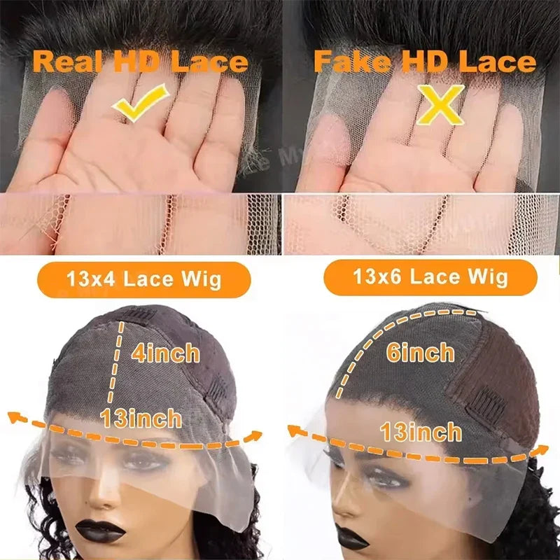 180-220% Density 16-40 Inch Natural Black 13x6 13x4 HD Transparent Lace Front Wigs Human Hair Body Wave Water Wave Brazilian Transparent Lace Frontal Wig For Women Human Hair Black Wigs Pre-Plucked Prebleached  Promotional Sale Suitable Parties Gatherings
