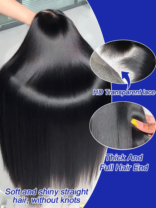40 Inch Bone Straight Human Hair Wig 13x4 13x6 HD Transparent Lace Wigs Brazilian Full Lace Frontal Wig For Women 300% Density
