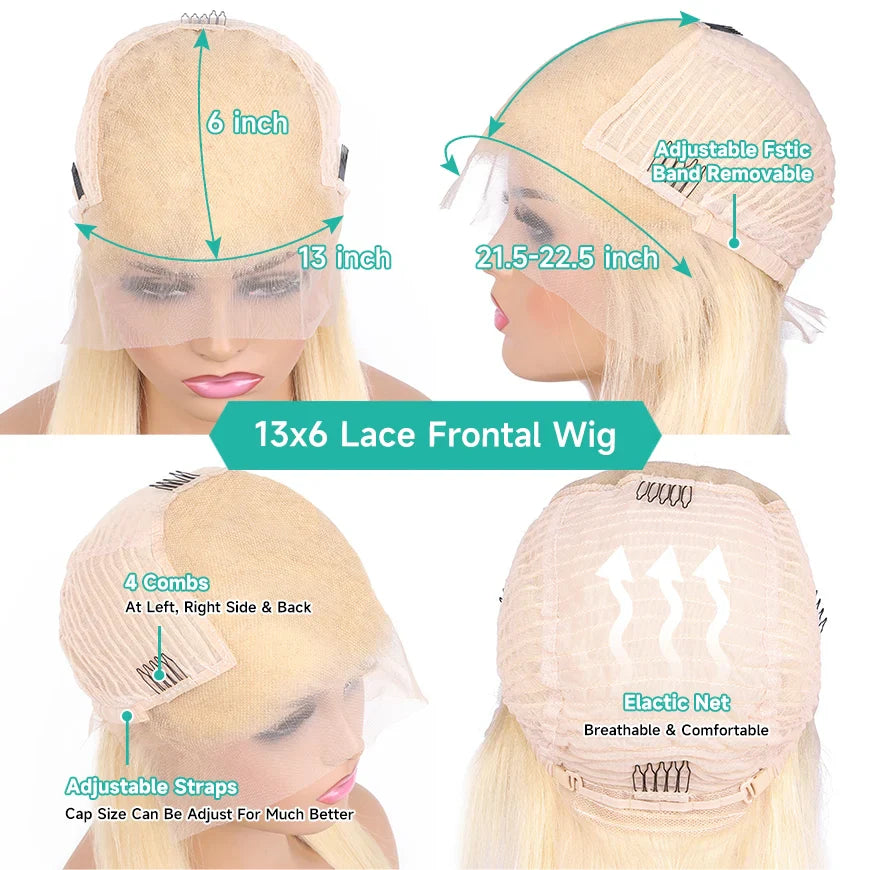613 HD Lace Frontal Wig 13x6 Straight Human Hair Wigs Blonde Human Lace Front Wig 200% Density 36 inch Lace Front Human Hair Wig