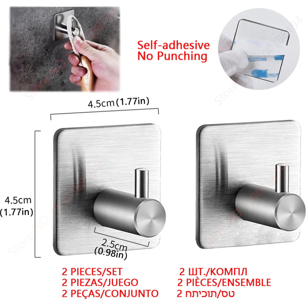 Adhesive Bathroom Hardware Accessories Towel Rack Toilet Paper Dispenser Holder Wall Coat Hooks Towel Rail Ring Roll Hanger Set