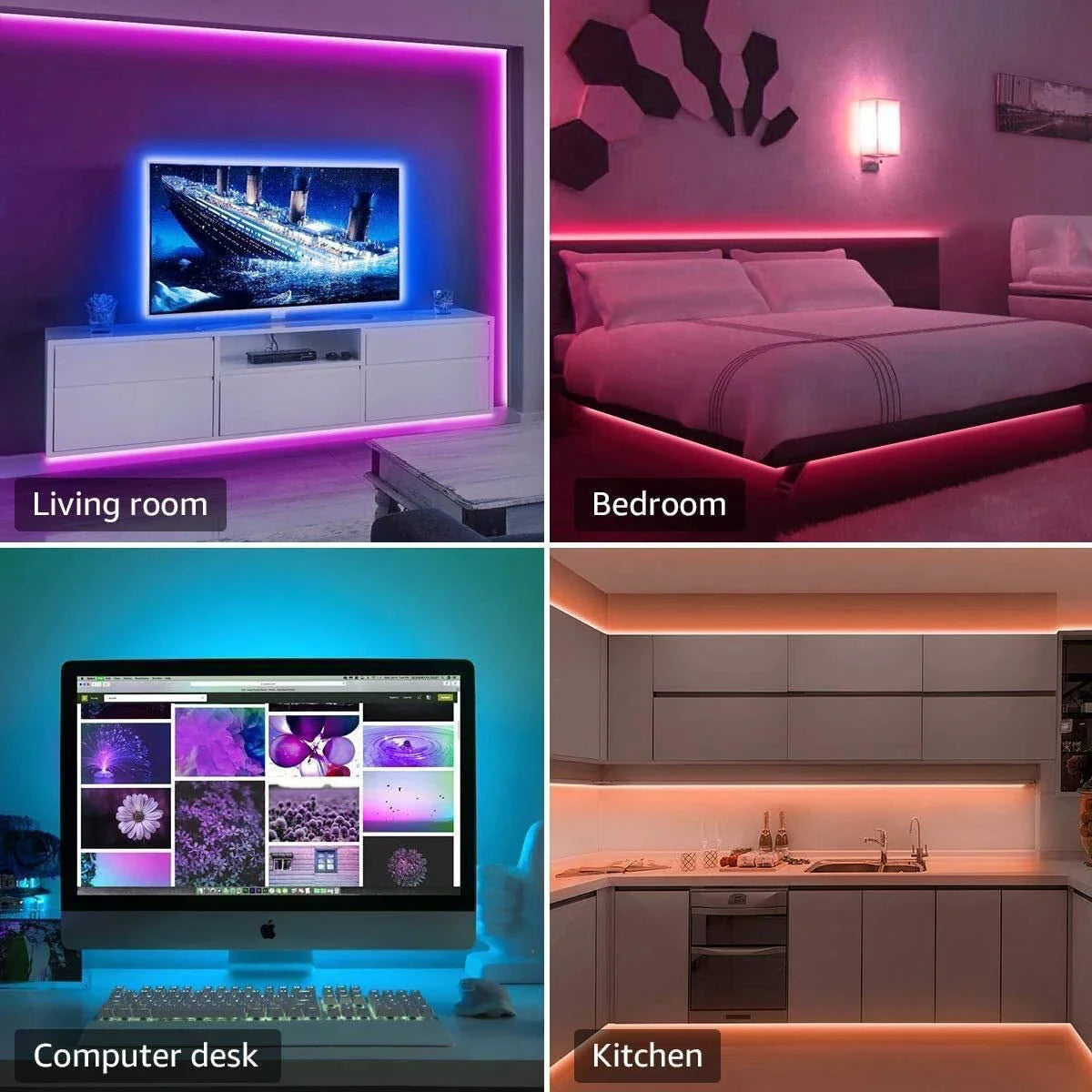Led Strip Lights with 44 Key Remote Control 1m 5m 10m 20m RGB Tape Led Wall Room for Home Bedroom Party Decor TV Backlight