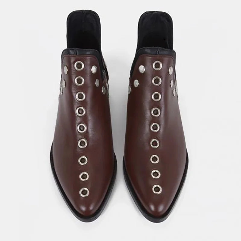 Women's Ankle Boots Autumn New Versatile Pointed Rivet Personalized Short Boots for Women Plus Size43