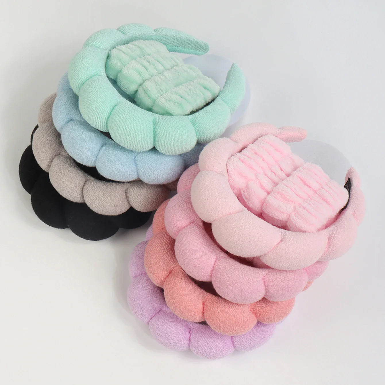 1/3Pcs Fashion Microfiber Washing Wristbands Scrunchies Puffy Headband Spa Bubble Headband for Washing Face Makeup Shower Skincare