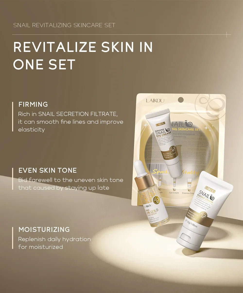 3pcs/set LAIKOU Vitamin C 24K Golden Sakura Skin Care Sets Face Cream Serum Eye Cream Moisturizing Anti Wrinkles Face Care Kit