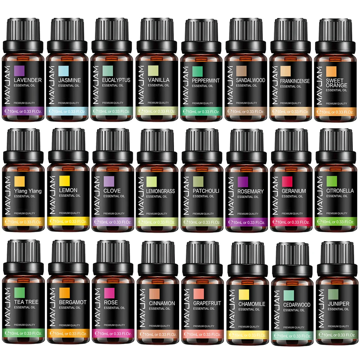 MAYJAM 10ML Essential Oil Lavender Jasmine Eucalyptus Vanilla Sandalwood Bergamot Rosemary Citronella Cinnamon Fragrance Oil