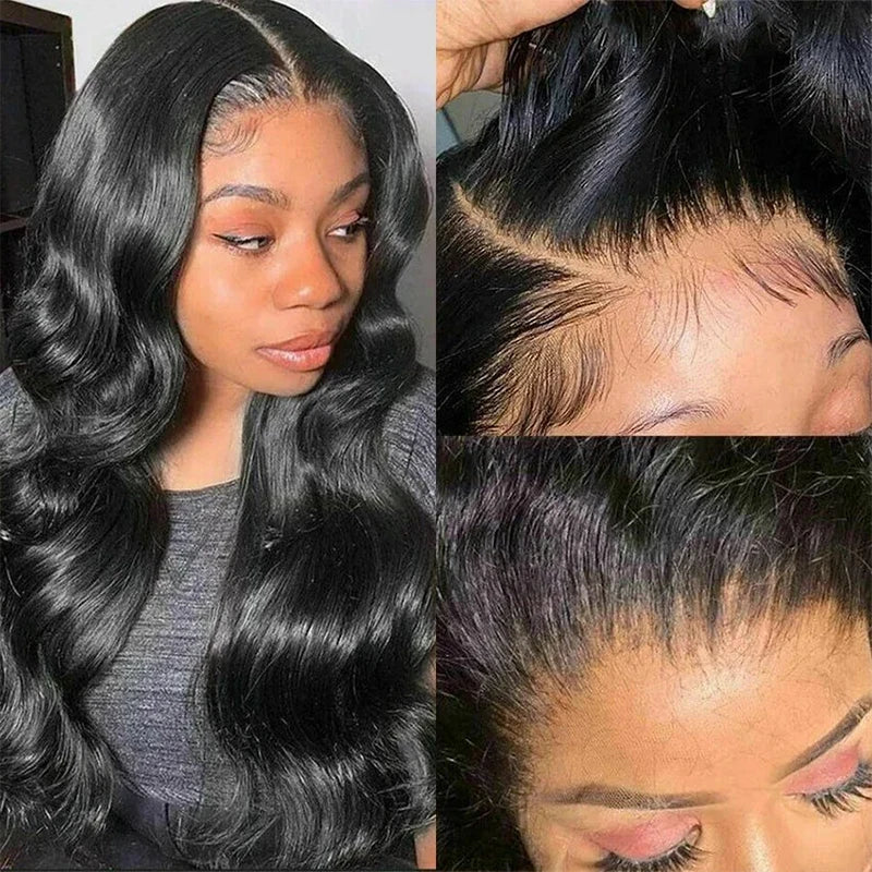 180-220% Density 16-40 Inch Natural Black 13x6 13x4 HD Transparent Lace Front Wigs Human Hair Body Wave Water Wave Brazilian Transparent Lace Frontal Wig For Women Human Hair Black Wigs Pre-Plucked Prebleached  Promotional Sale Suitable Parties Gatherings