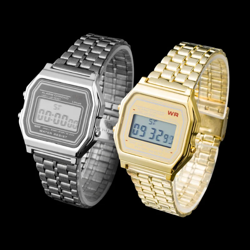 F91W Non-Waterproof Steel Band Watch For Women, Men, Business Clock, Multi-Functional LED Digital Sports Watch, Electronic Clock