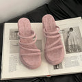 Summer Platform Heel Women Slippers Fashion Open Toe Narrow Band Slide Ladies Elegant Street Style Shoes Fashion Sandals Slides