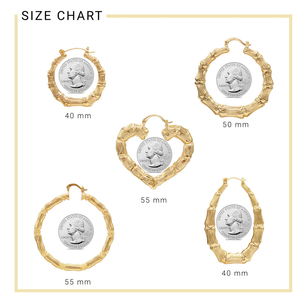 Bamboo Hoop Earrings 14K Gold Plated Women Jewelry 40 mm