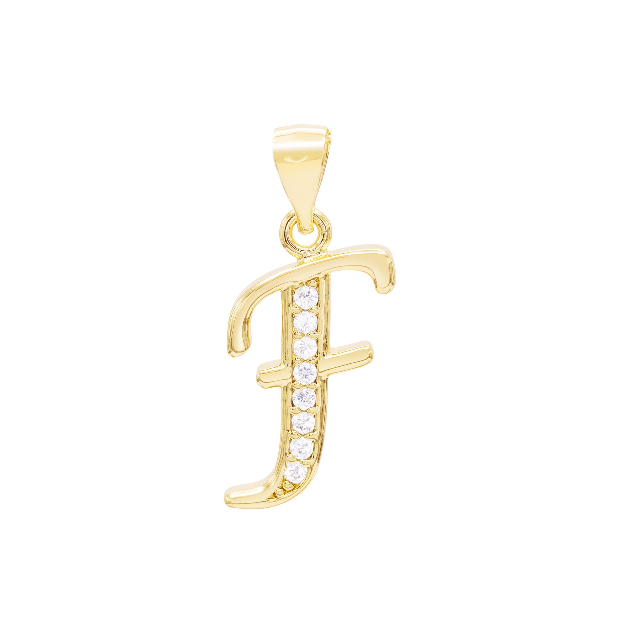 Alphabet A-Z Initial Letter CZ Pendant 14K Gold Filled Curb Chain Set 18" 20" 24" Women
