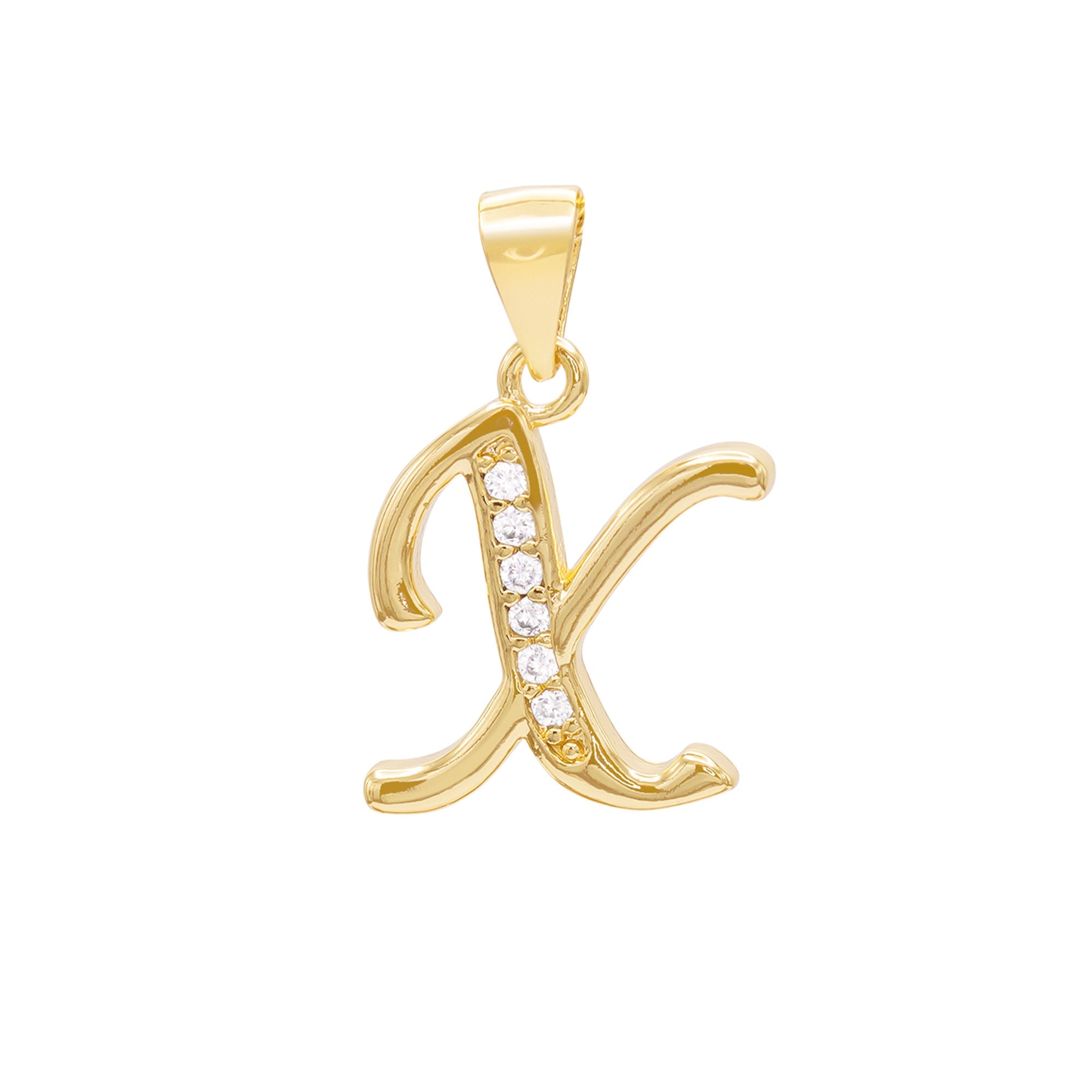 Alphabet A-Z Initial Letter CZ Pendant 14K Gold Filled Curb Chain Set 18" 20" 24" Women